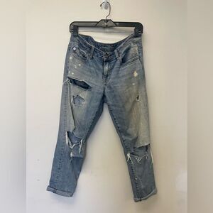 2000s American Eagle Ripped Distressed Medium Wash Boy Jean SZ 4